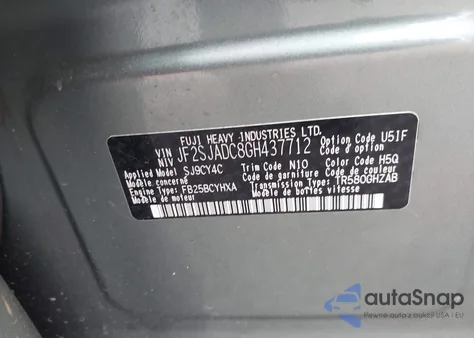 2016 Subaru Forester 2.5I Premium z USA, uszkodzony, nr VIN JF2SJADC8GH437712